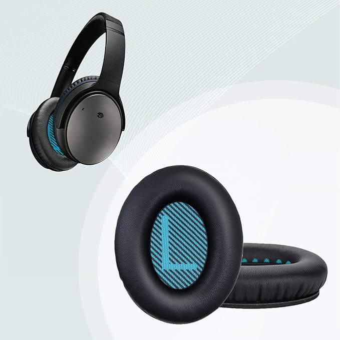 Replacement Earpads Cushions for Bose QuietComfort 35 & Quiet Comfort 35 II, Headphones Ear Covers Ear Pads for Bose QC35/QC35II/25/15 QC2 / Ae2 / Ae2i / Ae2W / Sound Link/Sound True-Black&Blue