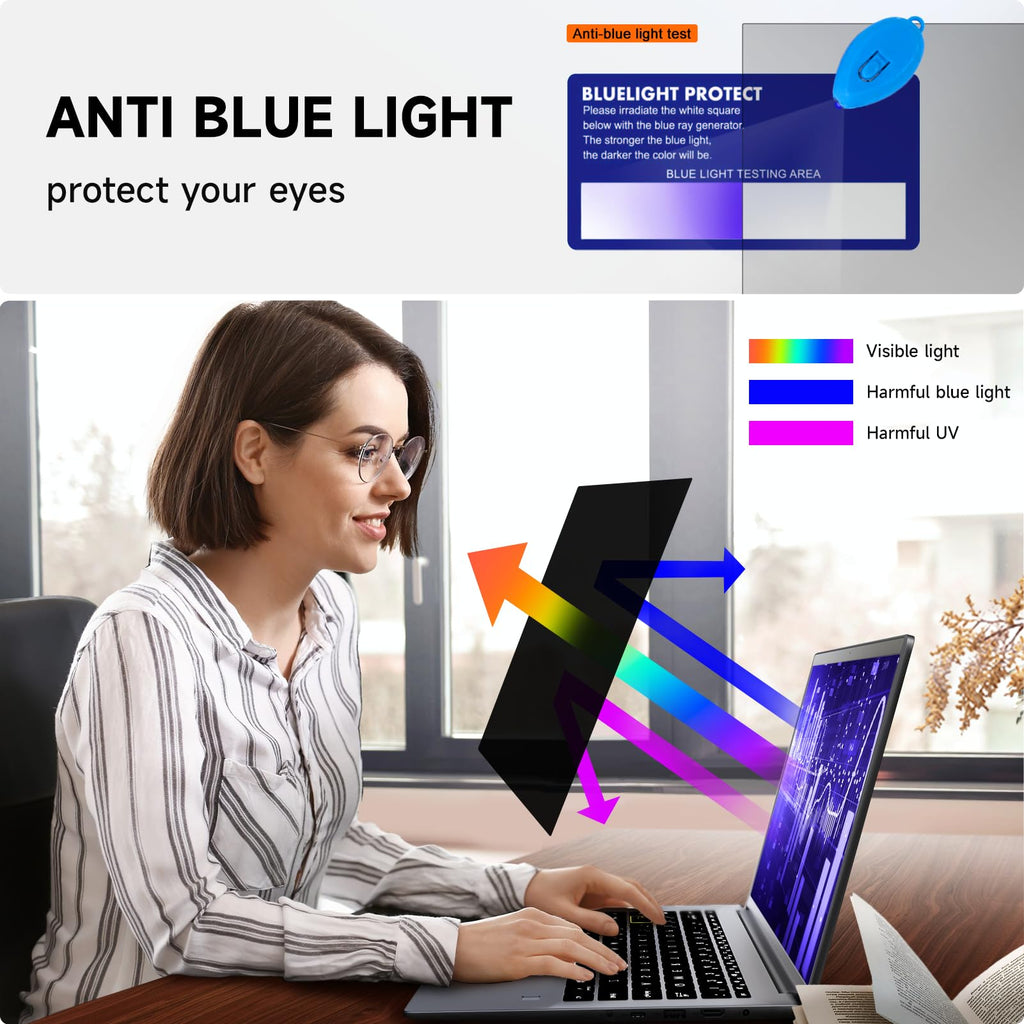 Mamol Laptop Privacy Screen 17 Inch for 16:10 Widescreen Display, Anti Blue Light Glare Filter, Removable Screen Shield, Anti-Scratch Screen Protector