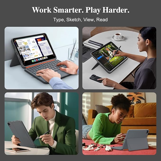 iPad Air 11 inch Case with Keyboard (M3 M2 2025 2024),Pro 11,iPad A16 11th/10th,Flex Magnetic Detachable Keyboard with Trackpad,Backlit Keys,Adjustable Stand,Slim for Air 5th/4th Gen 10.9 inch (Gray)