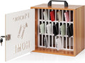 Cell Phone Holder Classroom 33 Slots Wooden Cell Phone Storage Cabinet Pocket Chart with Handle and Security Lock for Classroom Office (33 Grid Cabinet Cherry)