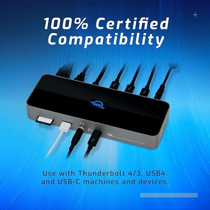 OWC 11-Port Thunderbolt Dock, 96W Charging, Single 8K Display or Dual 5K displays, 3 x Thunderbolt, 4 x USB, GbE, SD, Compatbile M1/M2 Macs, Thunderbolt 3 Macs, Thunderbolt 4 PCs, and USB-C Devices