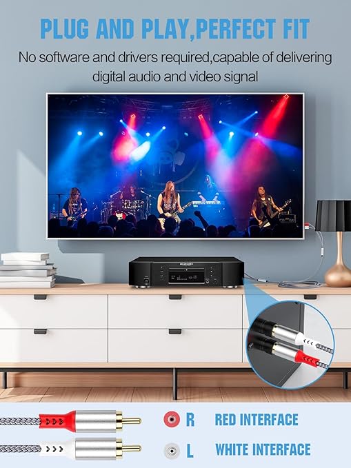 2 Pack 2RCA to 2RCA Cable 2 RCA Male Hi-Fi Systems Audio Stereo Subwoofer Cable Nylon-Braided Auxiliary Audio Cord for Home Theater HDTV Amplifiers Hi-Fi Systems Speakers and etc 6.6Ft Silver