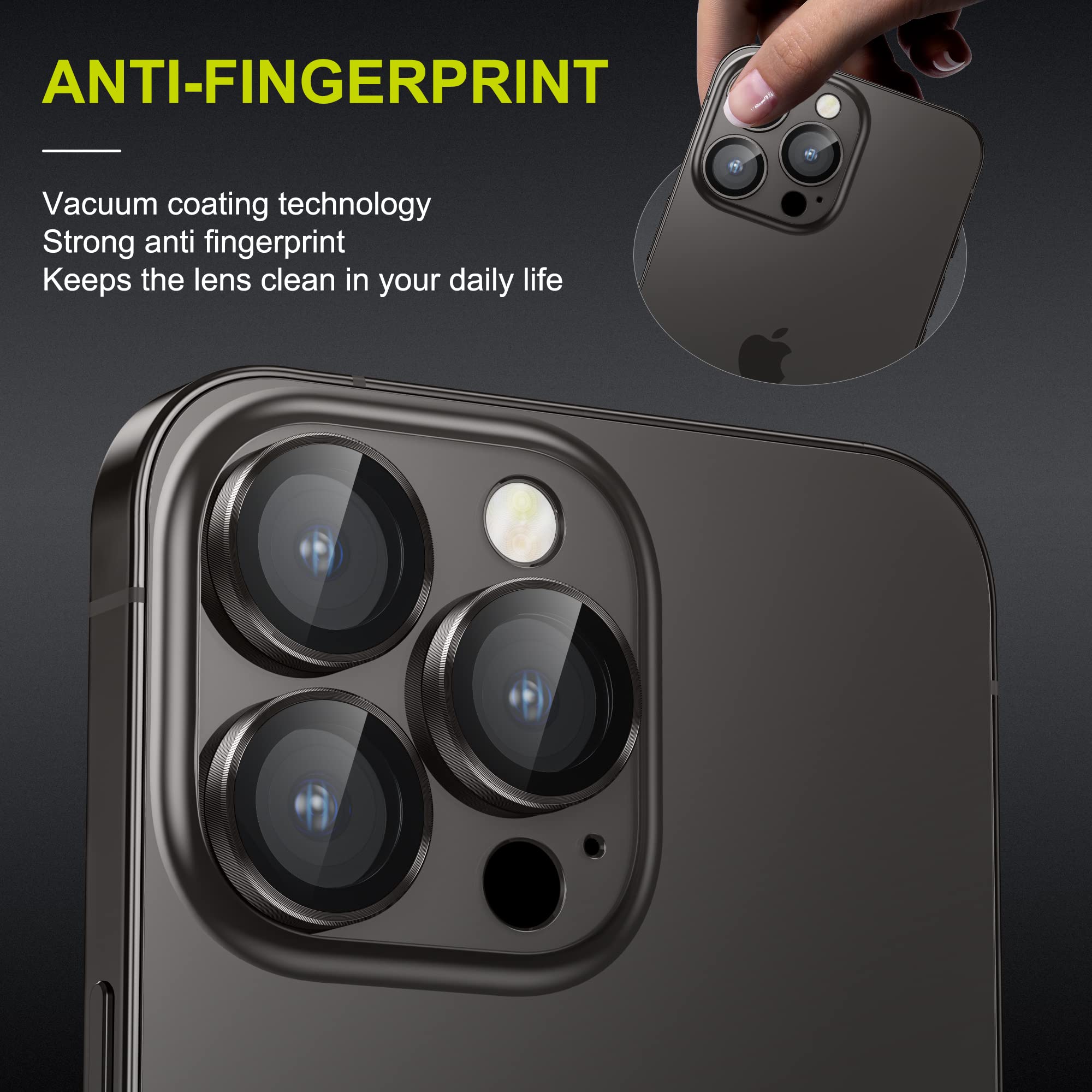 WSKEN for iPhone 14 Pro/iPhone 14 Pro Max Camera Lens Protector,[Night Shooting Mode] HD Tempered Metal Glass Camera Screen Protector Cover Film Accessories, Black
