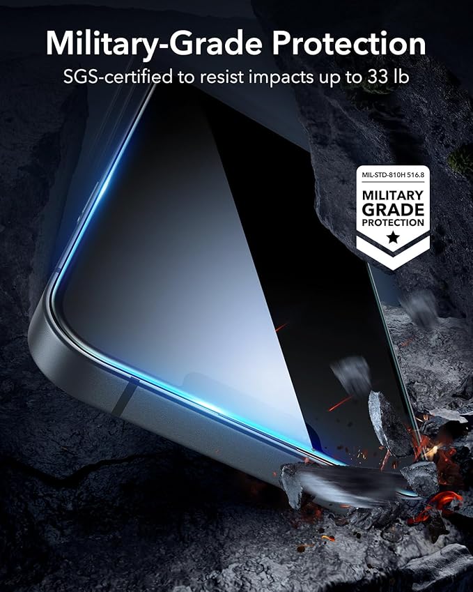 ESR 3 Pack for iPhone 16e/ iPhone 14/ iPhone 13/ iPhone 13 Pro Screen Protector, [9H Hardness] [Military Grade Shatterproof] Tempered Glass Film with Flawless Fit Tray