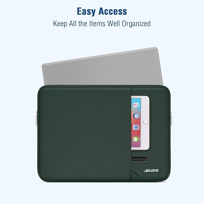 MOSISO Laptop Case 12.3 inch, 11.6-12.3 inch Laptop Sleeve Compatible with MacBook Air 11.6, Acer HP Dell Lenovo Samsung, Surface Pro, Polyester Vertical Computer Sleeve Bag with Pocket,Midnight Green