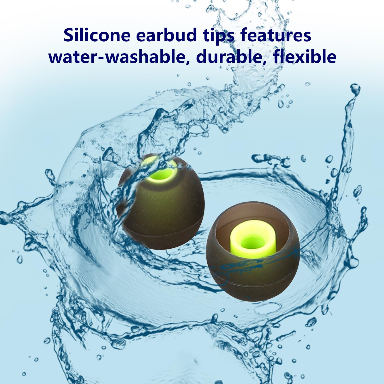 MMYQXI Silicone Replacement Earbud Tips for In-Ear Headphones (Inner Hole 3.8mm-5.1mm) - 9 Pairs, S/M/L