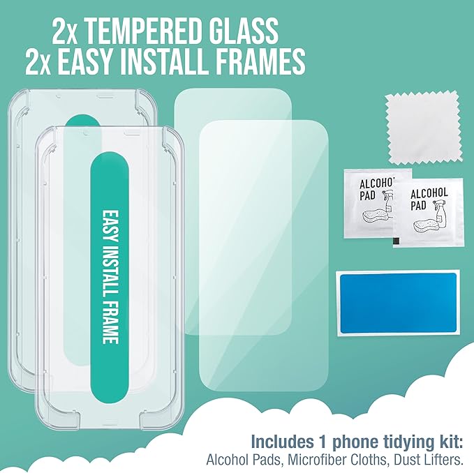 Smartish® iPhone 15 Pro Screen Protector - 2-Pack Tempered Glass Screen Protectors - Tuff Sheet - 9H Easy Install Frame [Scratch Resistant] Case-Friendly- Dynamic Island for Apple iPhone 15 Pro