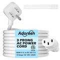 Adoreen 15 Ft Computer TV Replacement Power Cord White, Low Profile Flat Plug 18AWG 3-Prong AC Universal Power Supply Cable NEMA 5-15P to IEC 320 C13 for Printer, PC, Monitor TV LCD, ETL+Ties