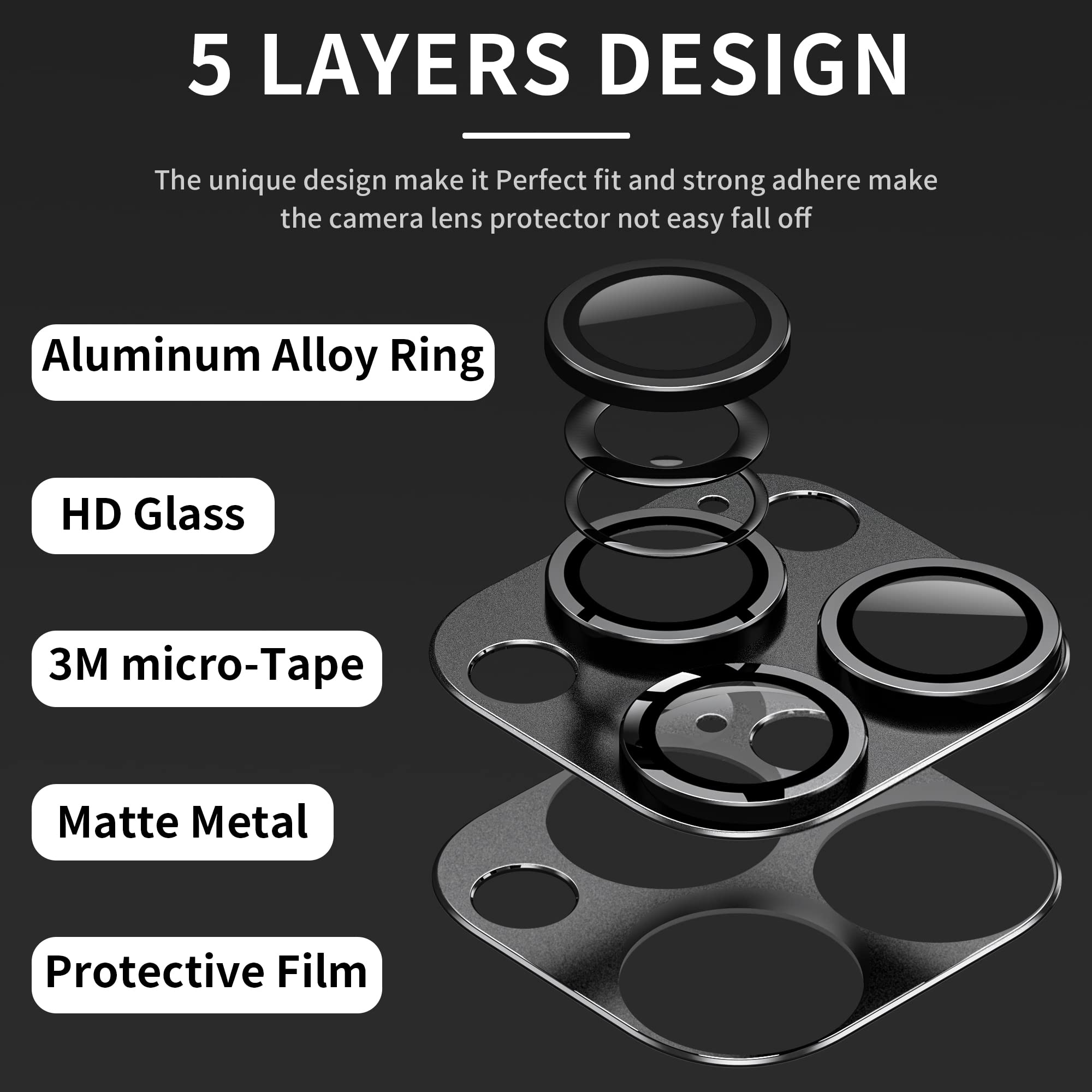 Mansoorr Camera Lens Protector for iPhone 14 Pro / iPhone 14 Pro Max, Alloy Metal Camera Cover with Tempered Glass Screen Protector Accessories,Case Friendly,Scratch Resistant,Easy to Install - Space