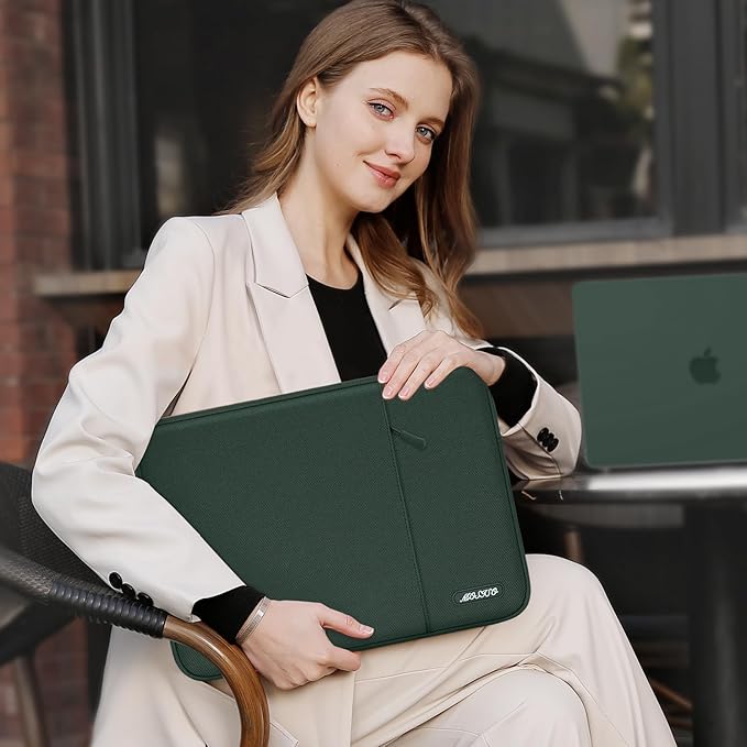 MOSISO Laptop Case 12.3 inch, 11.6-12.3 inch Laptop Sleeve Compatible with MacBook Air 11.6, Acer HP Dell Lenovo Samsung, Surface Pro, Polyester Vertical Computer Sleeve Bag with Pocket,Midnight Green