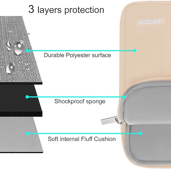 MOSISO Laptop Case 13.3 inch, 13-13.3 inch Laptop Sleeve Compatible with MacBook Air/Pro 13 / Pro 14, HP Dell ASUS Lenovo Notebook, Polyester Vertical Computer Sleeve Bag with Pocket, Apricot