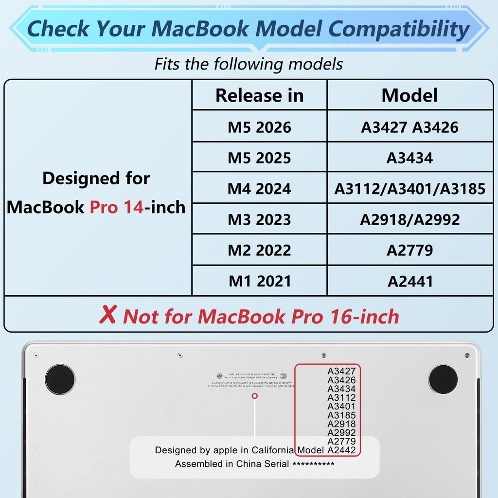 Tuiklol for MacBook Pro 14 Inch Case 2026 2025 2024 2023 2022 2021 Release M5/M4/M3/M2/M1 A2442 Pro/Max,Hard Shell Case with Screen Protector for Touch ID, Bow