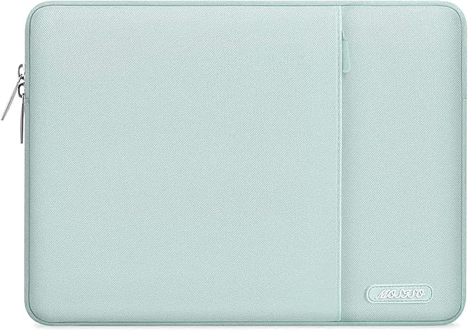MOSISO Laptop Case 15 inch, 15 inch Laptop Sleeve Compatible with MacBook Air 15 M4 A3241 M3 A3114 M2 A2941 2025 2024 2023,Dell XPS 15,Polyester Vertical Computer Sleeve Bag with Pocket, Mint Green