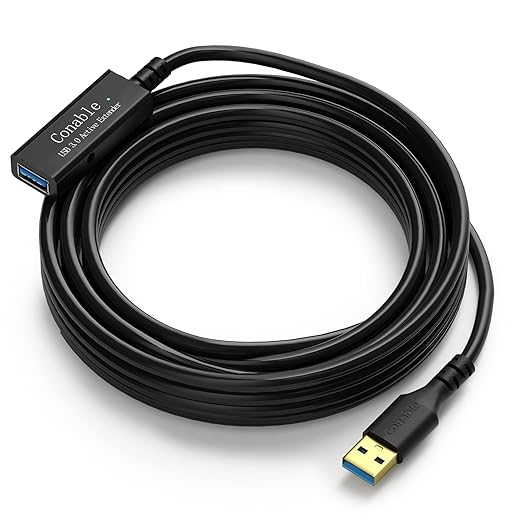 USB 3.0 Active Extension Cable 20 Feet, Long USB Type-A Male to Female Extender Cord, Built-in A Signal Booster Smart Chip, 5Gbps Transfer, for Printer, Xbox, Webcam, VR, Hard Drive, USB Hub and More