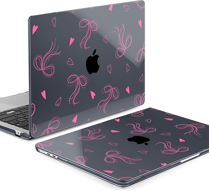 MEEgoodo Case for MacBook Air M4/M3/M2 13.6 inch 2025 2024 2022, Fit Model A3240 A3113 A2681, Compatible with MacBook Air 13 inch, Laptop Hard Shell Case with Keyboard Cover, Ribbons Bow