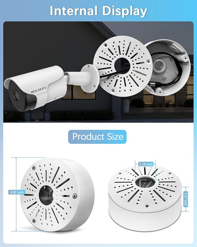 WEILAILIFE 【Compatible Almost All Cameras Type】 Security Camera Junction Box, Universial Camera Junction Box Mount Bracket(8 Pack)