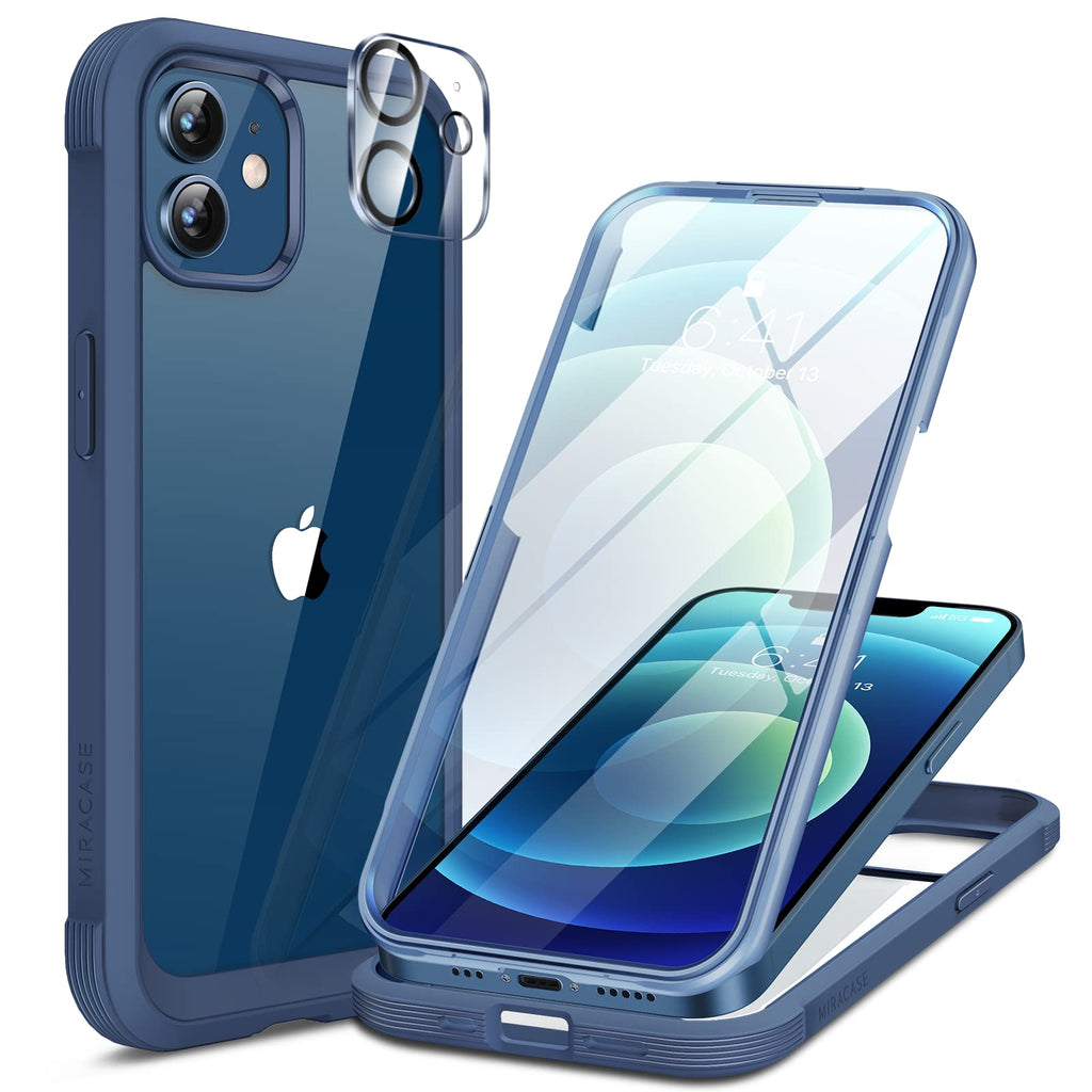 Miracase for iPhone 13 Case 6.1'',Full-Body Magnetic Clear Bumper Case with Built-in 9H Tempered Glass Screen Protector,Military Drop Protection Outdoor Phone Case — iPhone 12/12Pro