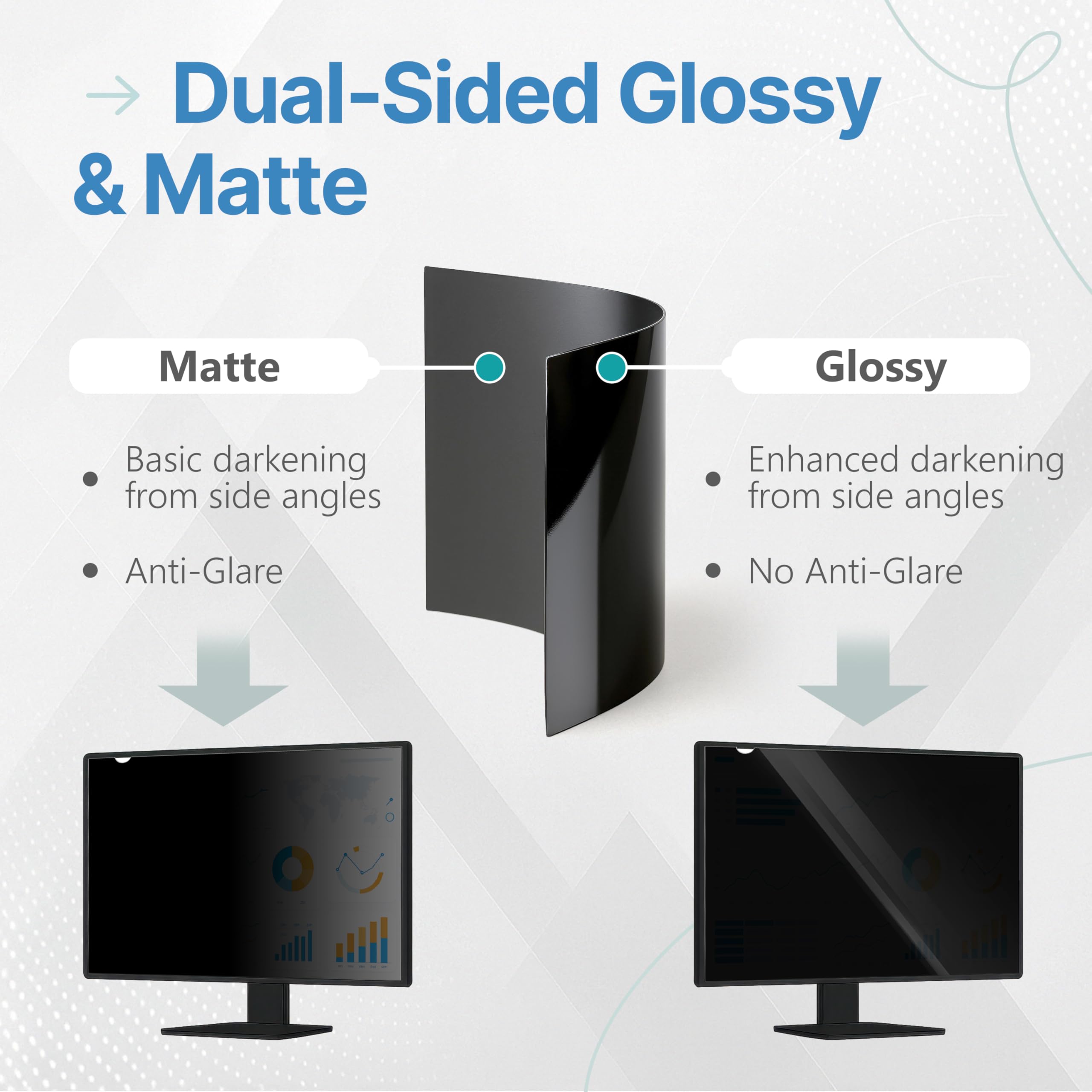 VINTEZ 23.8 Inch 16:9 Privacy Screen for Computer Monitor and Laptop - Anti Glare Protector Film Blue Light Filter Eye Protection - Computer Screen Privacy Shield, [1 Pack]