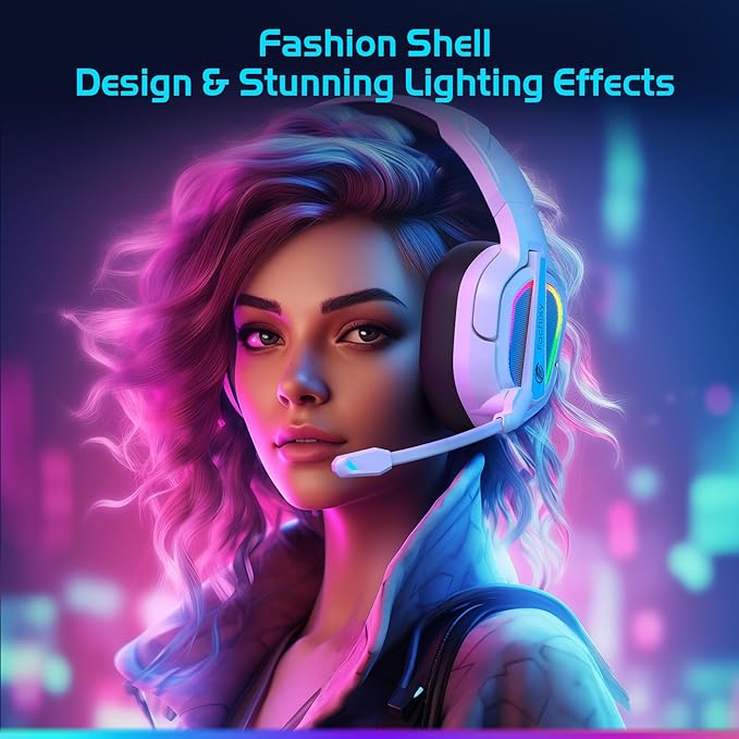 FC200 Wireless Gaming Headset for PS5, PS4-2.4GHz USB Foldable Headphones with Mic - 3D Stereo Bluetooth Headset with 50Hrs Battery Life, for Switch, PC, Mac, Mobile