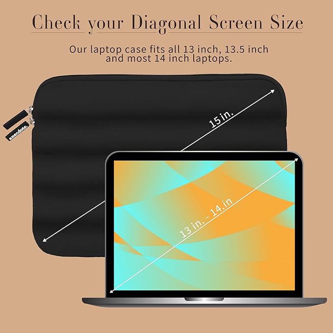 ANECDOTE Laptop Case 13-14 Inch – A Perfect Laptop Sleeve That is Compatible with MacBook Air/Pro and iPad Pro 12.9 – Fits in Your Bag, Made of 100% Nylon with Aesthetic Design (Black)