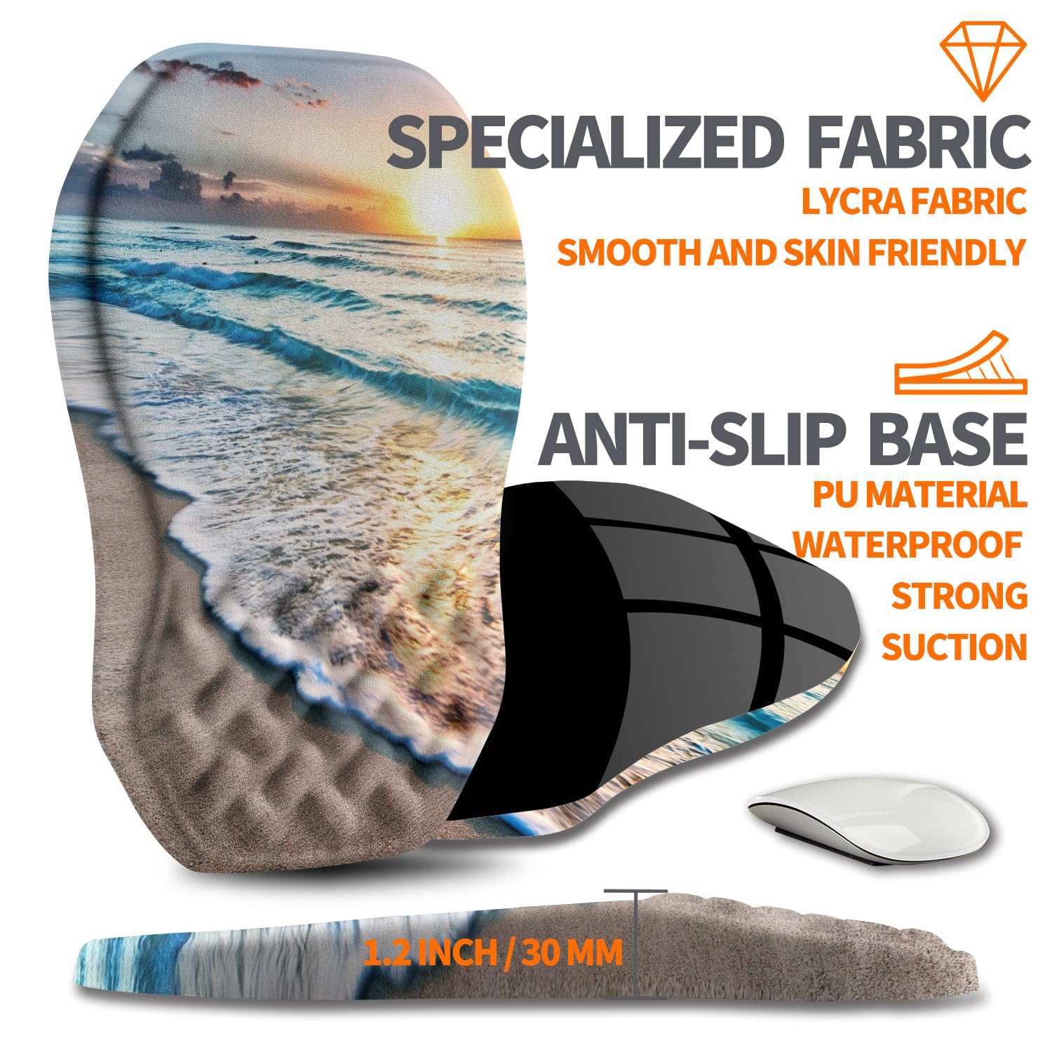 Armanza Ergonomic Slope Mouse Pad Wrist Support, Wrist Rest Mousepad for Carpal Tunnel Pain Relief with Massage Bulge and Slow Rebound Memory Foam (12x8 inch, Sunrise Beach)