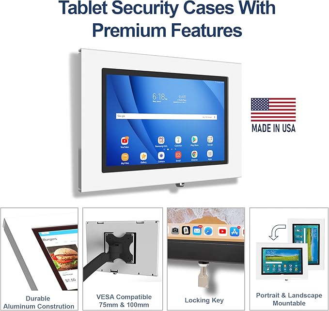 TABcare Locking Anti-Theft Metal Case for Samsung Galaxy TAB Active & Active4 Pro 10.1" Tablet for Kiosk, POS, Store, Show Display, Time Clock (TAB Active4 Pro, Black)
