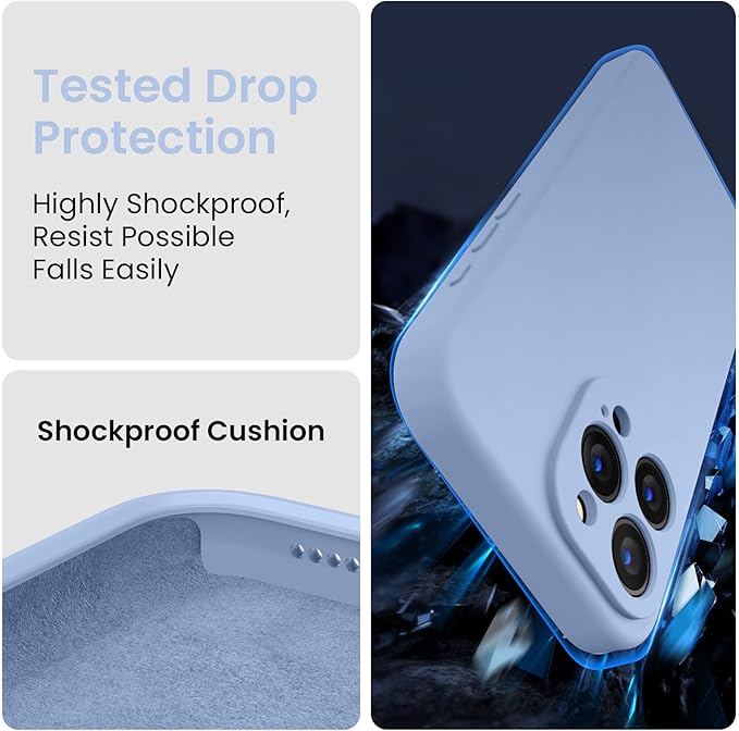 FireNova Designed for iPhone 15 Pro Case, Silicone Upgraded [Camera Protection] Phone Case with [2 Screen Protectors], Soft Anti-Scratch Microfiber Lining Inside, 6.1 inch, Light Blue