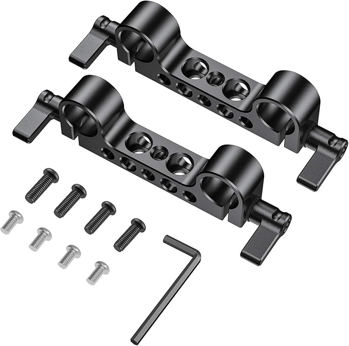 SmallRig Super Lightweight 15mm Railblock, Rod Clamp with 1/4"-20 Thread for Sony for Canon and Other 15mm DSLR Camera Rig Shoulder Support Rail System, Pack of 2-2061