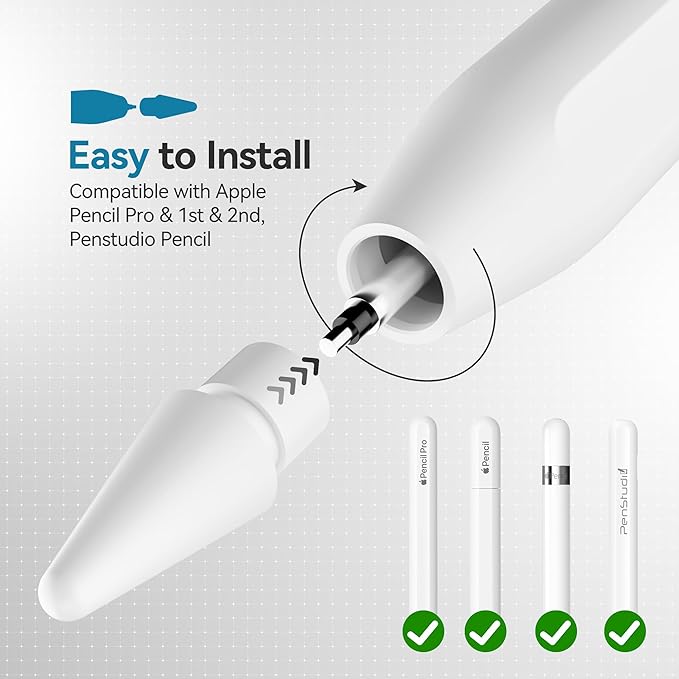 Replacement Tips for Apple Pencil Pro/1st/2nd &USB-C, 3 Pack High Sensitivity Nibs, Durable Stylus Pen Tip Accessories, Precise Control No Delay, Smooth iPencil Tips Replacement (White)