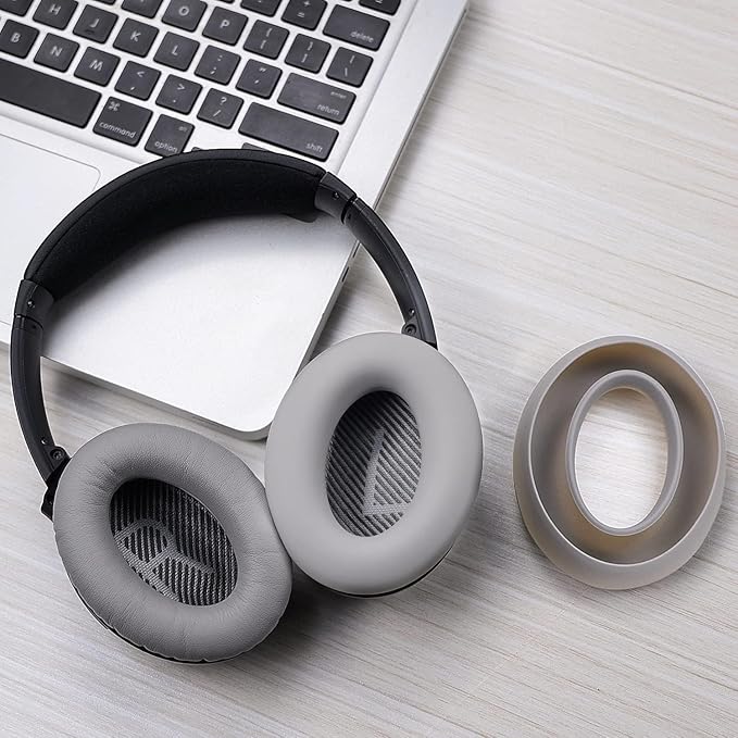 SOULWIT Silicone Ear Pads Cover Protector for Bose QuietComfort QC15 QC25 QC2 QC35 QC45/Ae2 Ae2i Ae2w/SoundTrue & SoundLink AE Headphones Cushions, Sweatproof, Easily Washable - Grey