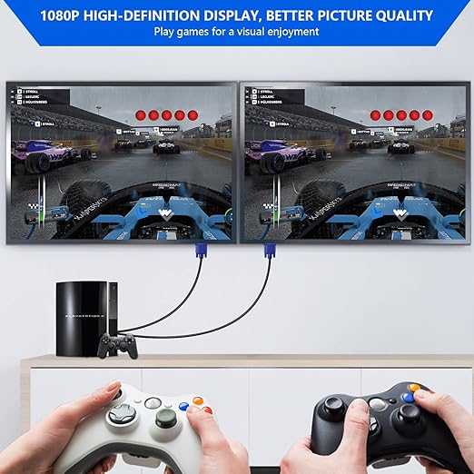 PASOW VGA Splitter Cable (No Screen Extension) 1 Male to 2 Male Dual Monitor Y Adapter 1080P Full HD for projectors, HDTVs, Monitors (5 Feet) - Only for Screen Duplication - Work for Identical Monitor