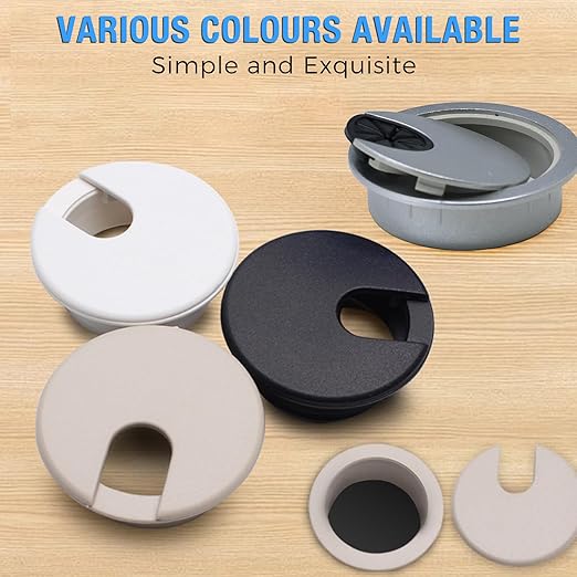 Desk Grommet 1-3/8" (35 mm), Desk Cord Hole Cover, Cable Grommet ABS Plastic, Desk Hole Grommet for Office and Home Table Cable, Detachable Cable Cord Organizer (Light Grey 2 Pcs)