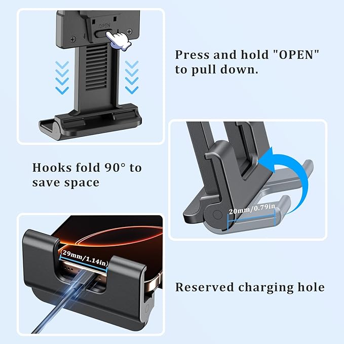 OHLPRO Tablet Wall Mount Holder for iPad 360° Adjustment with Arm and Heavy Duty Drill Base, Compatible with 5"-13" iPad Phone Samsung Tab eReader Surface Kindle for Home, Kitchen, Screw Installation