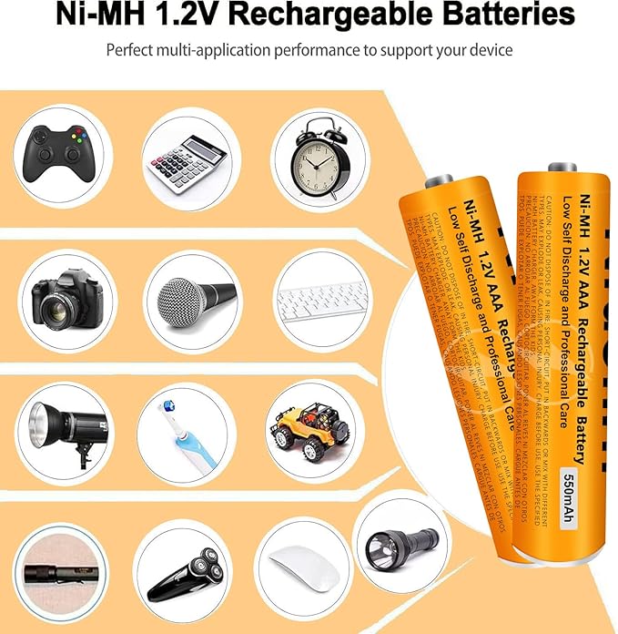 6 Pack NI-MH AAA Rechargeable Battery for Panasonic, 1.2V 550mah AAA Rechargeable Batteries for Panasonic Cordless Phones Handset, Remote Controls, Electronics