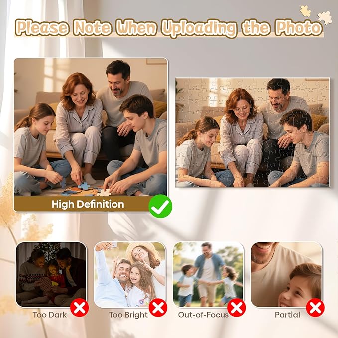Personalized Puzzle Gifts for Fathers Day, Custom Photo Puzzle for Dad from Daughter Son Kids, Dad Gifts for Husband from Wife, Customized Presents for Father's Day Birthday Christmas