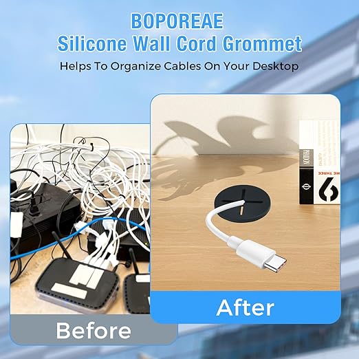 Desk Grommet, 1 in 25 mm Silicone Rubber Grommets, White Desk Hole Cover for Cables, Flexible Wall Cord Pass Through Grommet for Office Table Computer Home Furniture Wire Organizer-15 Pcs