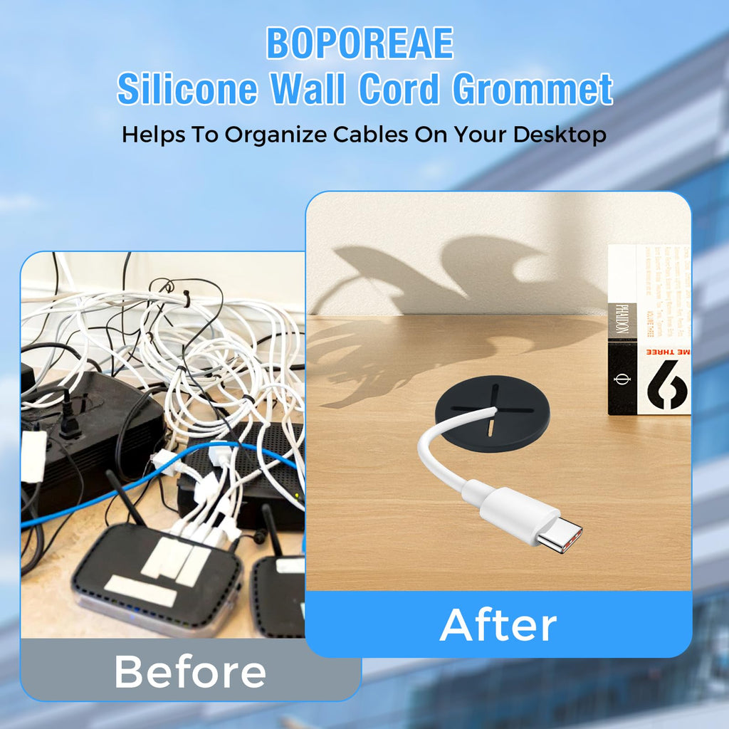 BOPOREAE Desk Grommet, 1 in 25 mm White 15 Pcs Silicone Rubber Grommets