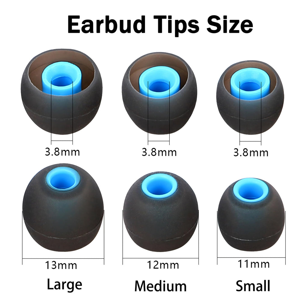 MQIMY Silicone Earbud Tips for Most In-Ear Earbuds (Inner Hole 3.8mm -5.1mm) - 9 Pairs S M L