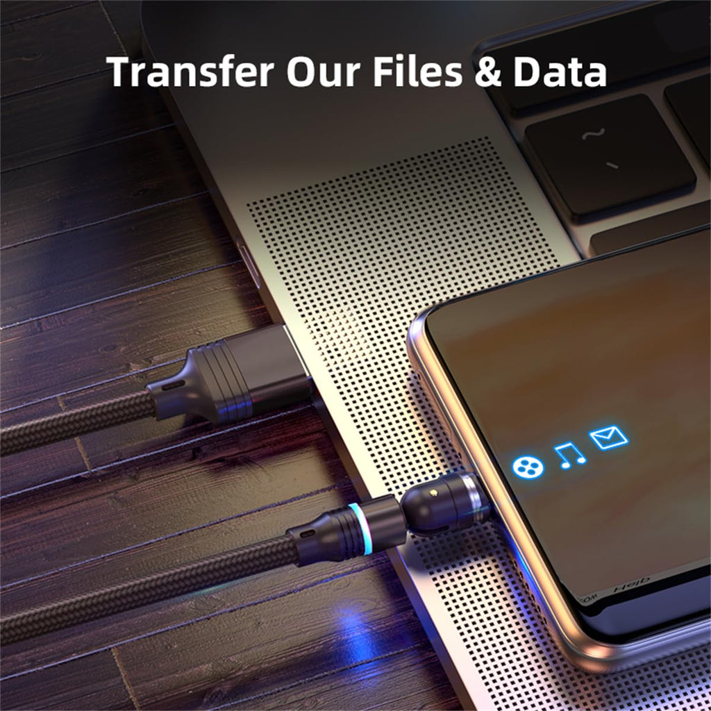 Losuesme Magnetic Charging Cable (6-Pack,1.6+3.3+3.3+6.6+6.6+10ft) 540° Rotation Magnet Phone Charger USB C Cable 3A Fast Charging Magnetic Charger Cable with LED Light for Micro USB Type C Device