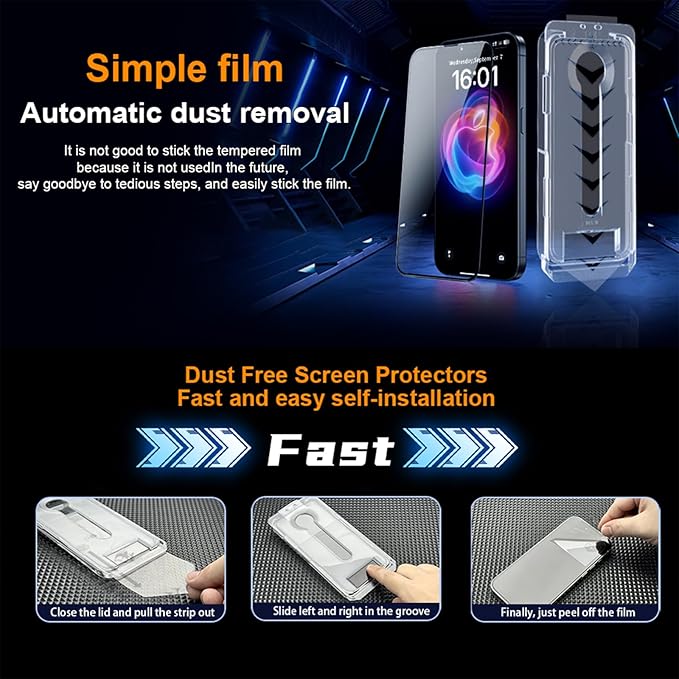 OneFish Privacy Screen Protector for IPhone 15 Plus Anti-Spy Tempered Glass Dust-Free Bubble-Free Anti-Fingerprint 9H Scratch Protection & Hassle-Free Installation Frame [2-Pack]
