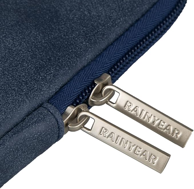 RAINYEAR 13 Inch Laptop Sleeve PU Suede Leather Case Protective Cover Water Resistant Bag Compatible with 13.3 Notebook Computer Chromebook,14" MacBook M1 M2 M3 M4,13.5 Surface Laptop(Deep Blue)
