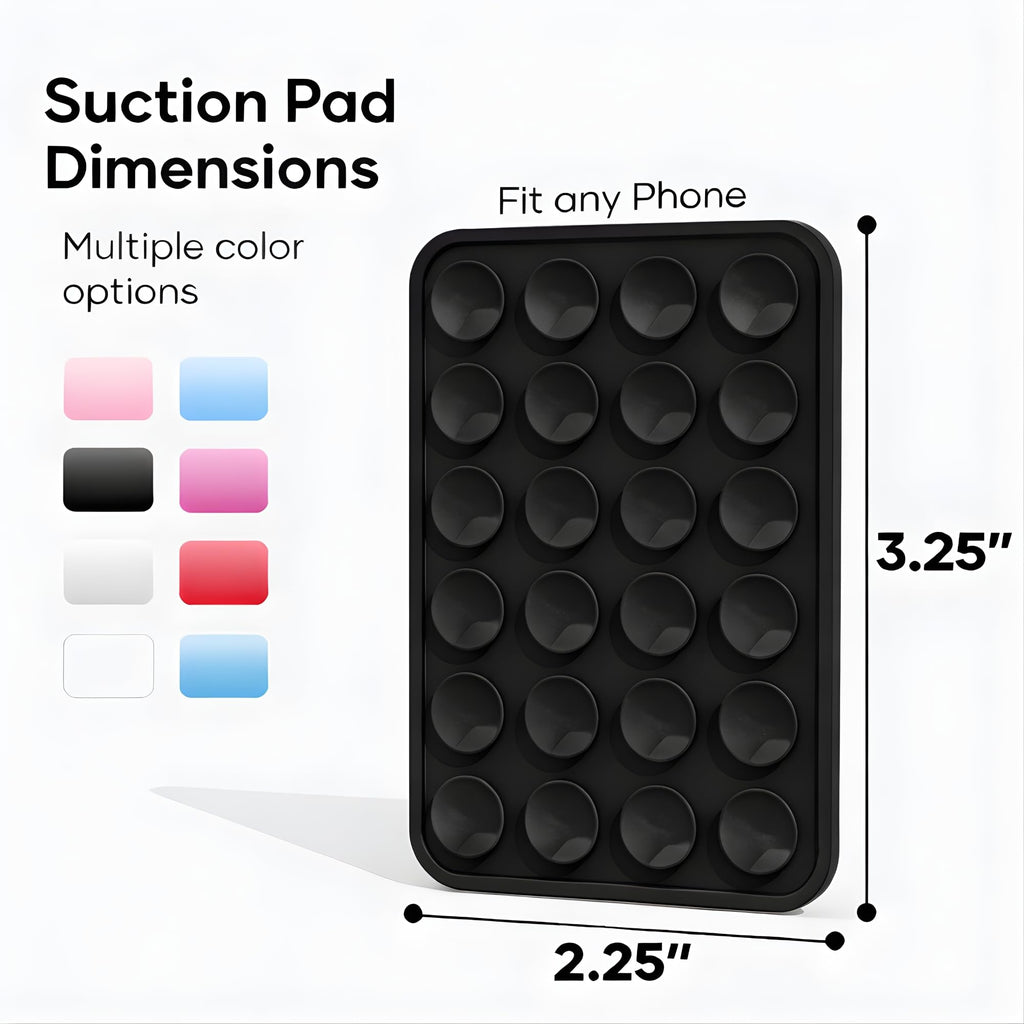 Suction Phone Case Mount, Phone Sticky Grip for iPhone and Android, Adhesive Phone Accessory, Hands-Free Mirror Shower Phone Holder for Videos and Selfies (Black)