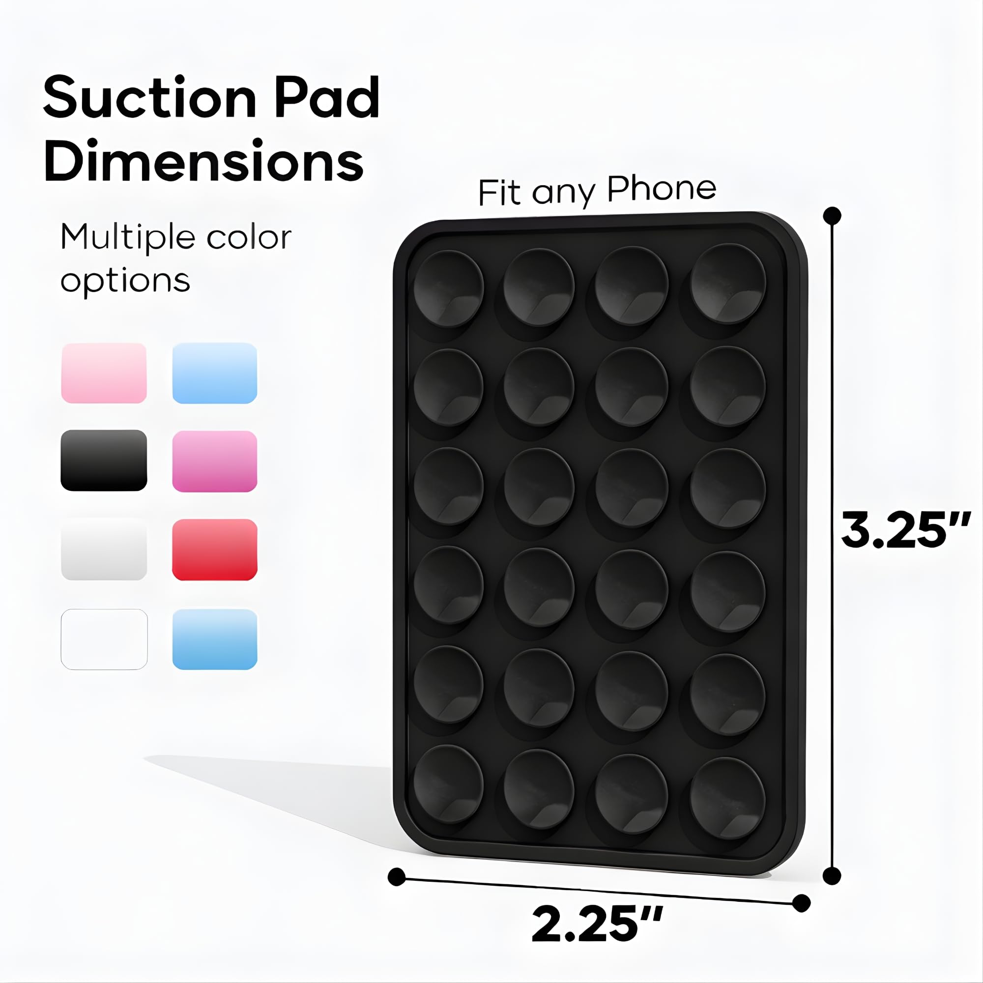Suction Phone Case Mount, Phone Sticky Grip for iPhone and Android, Adhesive Phone Accessory, Hands-Free Mirror Shower Phone Holder for Videos and Selfies (Black)