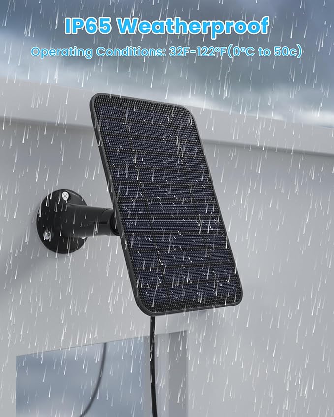 5W Solar Panel for Blink Camera Outdoor, Solar Panel Charger Compatible with Blink Outdoor 4 (4th Gen) Camera, Solar Panel w/Battery for Blink Camera, 9.8ft Cable Rubber Plug IP65 Waterproof, 2 Pack