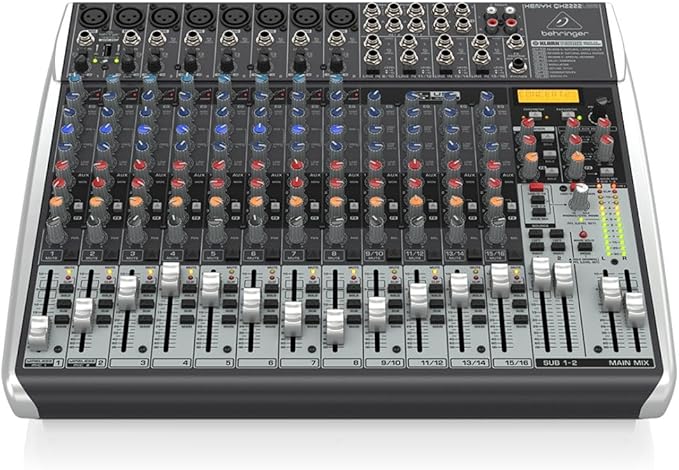 Behringer Xenyx QX2222USB Premium 22-Input 2/2-Bus Mixer with Xenyx Mic Preamps and Compressors, KLARK TEKNIK Multi-FX Processor, Wireless Option