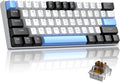 60% Mechanical Gaming Keyboard,Mixed Color Keycaps Gaming Keyboard with Brown Switches, Detachable Type-C Cable Mini Keyboard with Blue LED Light for PC/Laptop