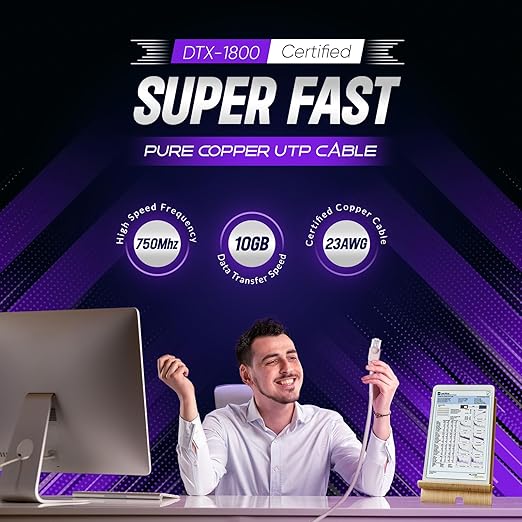 NewYork Cables Cat6a Plenum Cable 1000ft - Certified 100% Solid Pure Copper CAT6 A Ethernet Cable – 23 AWG, 750 MHz, PoE++ - Unshielded Twisted Pair - Cat 6a 10 GB High Speed for Networking & Gaming