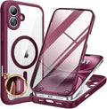 Miracase Magnetic for iPhone 16 Plus Case Full-Body Phone with Built-in Glass Screen Protector, [Compatible with MagSafe] Military Drop Proof 16 Plus Cover 6.7 inch, Plum