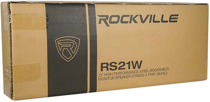 Rockville RS21W 21 inch Steel Bookshelf Speaker Stands, 60 lbs Capacity, Anti-Vibration Foam, Cable Management, for Home Audio and Studio Monitoring
