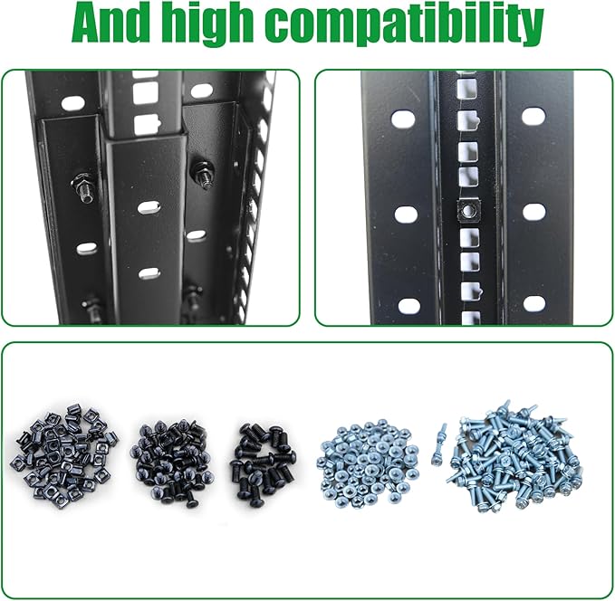 15U Server Rack/4-Post 19in Network Rack/Open Frame Rack with Wheels, Heavy-Duty Frame Cabinet/Adjustable Depth 24-22in GLOBALRACK(4POST-800-15U)